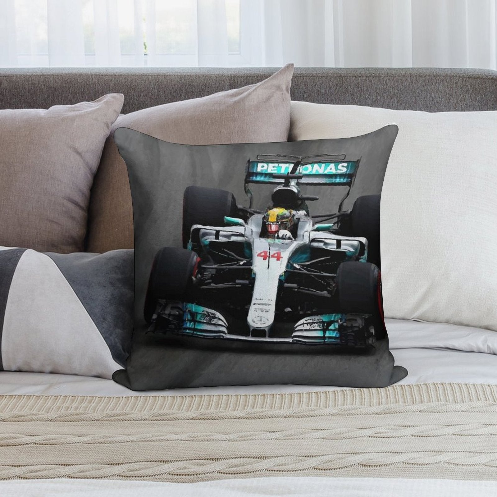 Lewis Hamilton 44 - F1 Soft Shrink-Resistant Throw Pillow