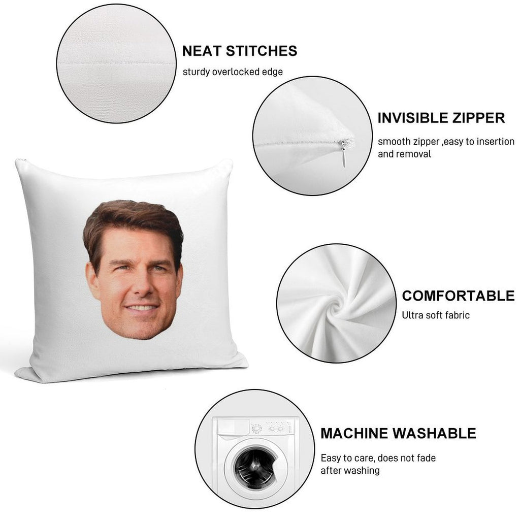 Tom Cruise Face Cutout Soft Skin-Friendly Throw Pillow