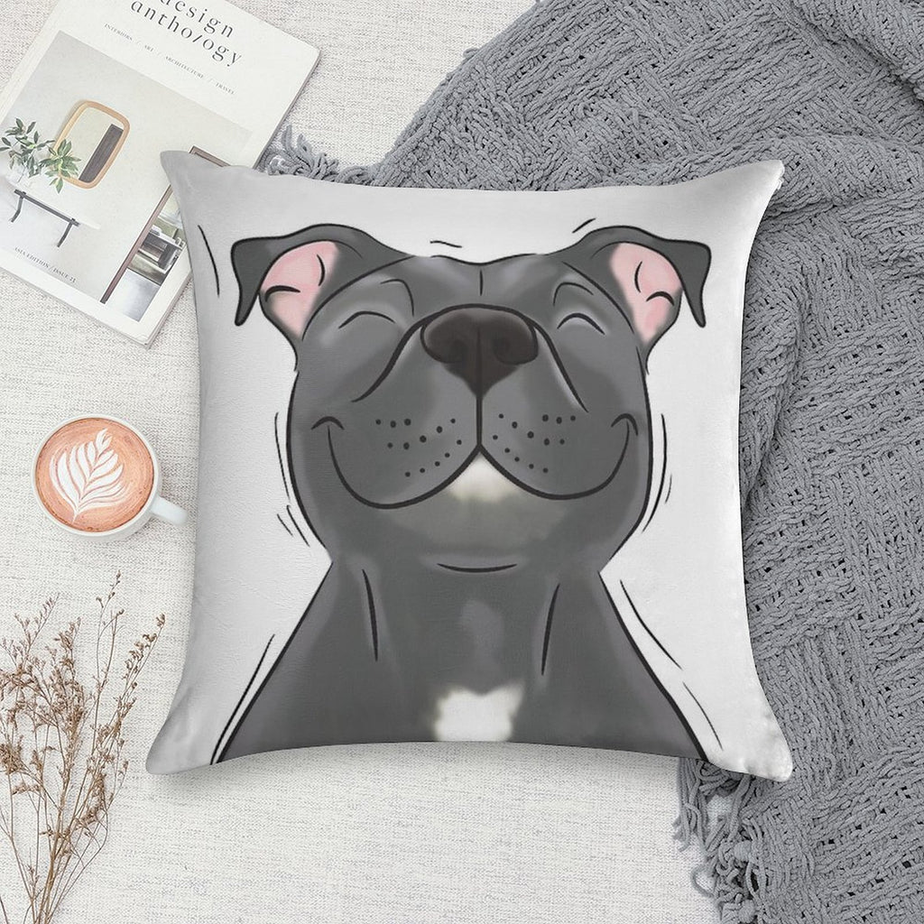 Smiling Blue Staffy Dog (stafford) Staffy Love Soft High-Density Material Throw Pillow