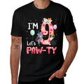 9th Birthday Girl Cat Kitten 9 Years Old Bday Party  Tagless Design T-Shirt