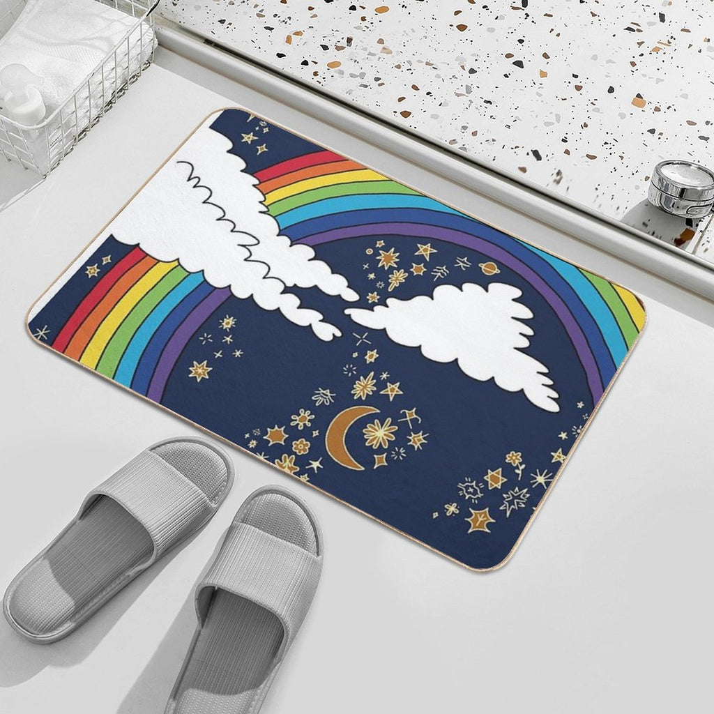 Rainbow Blue Background  Dirt-Trapping Bath Mat