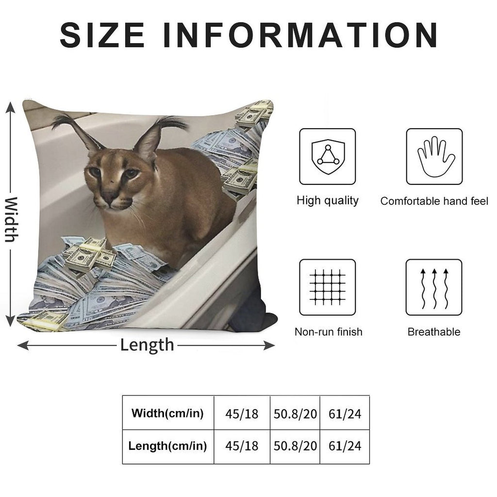 Big Floppa Cash Soft Luxury Feel Throw Pillow