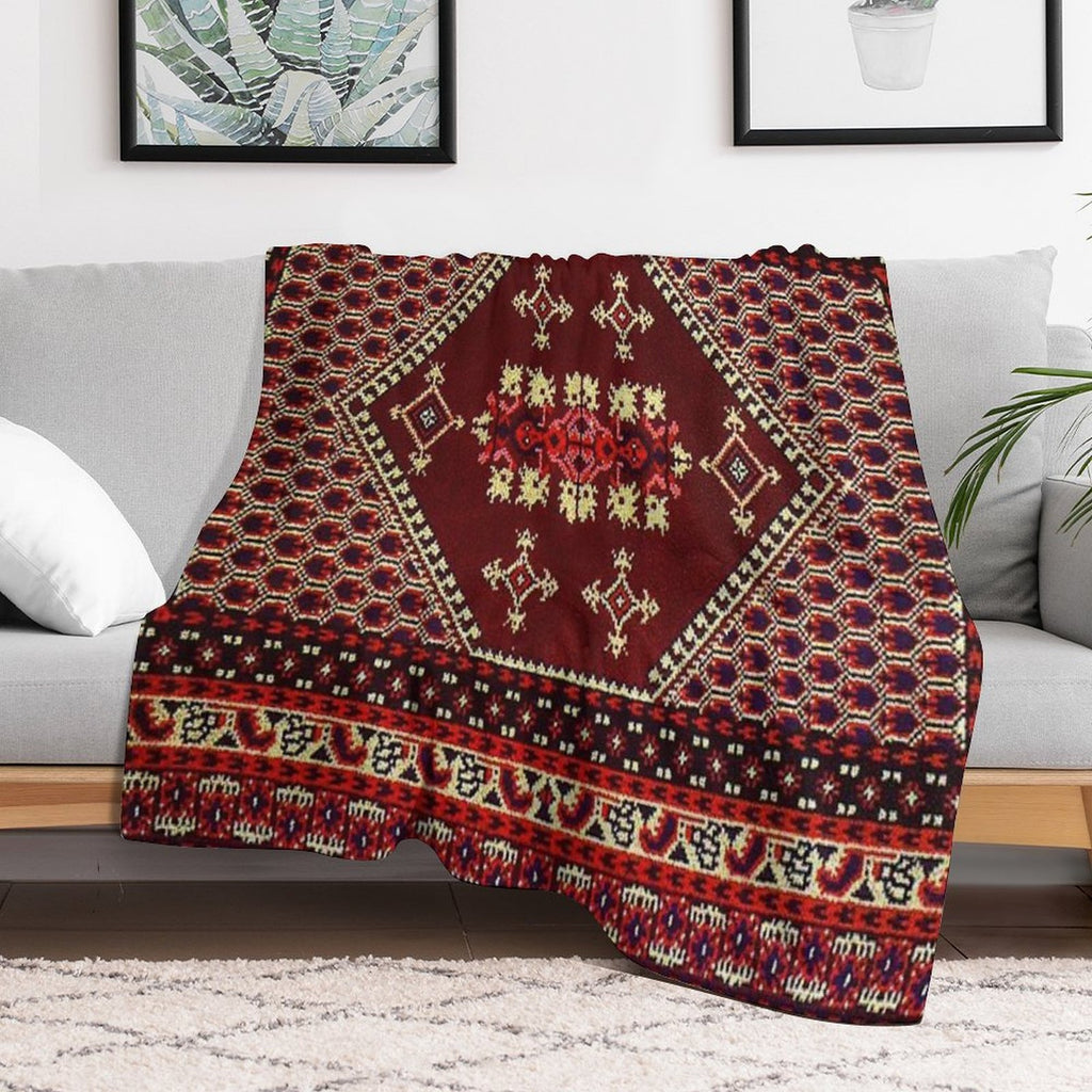 Authentic Moroccan Carpet Machine-washable Throw Blanket