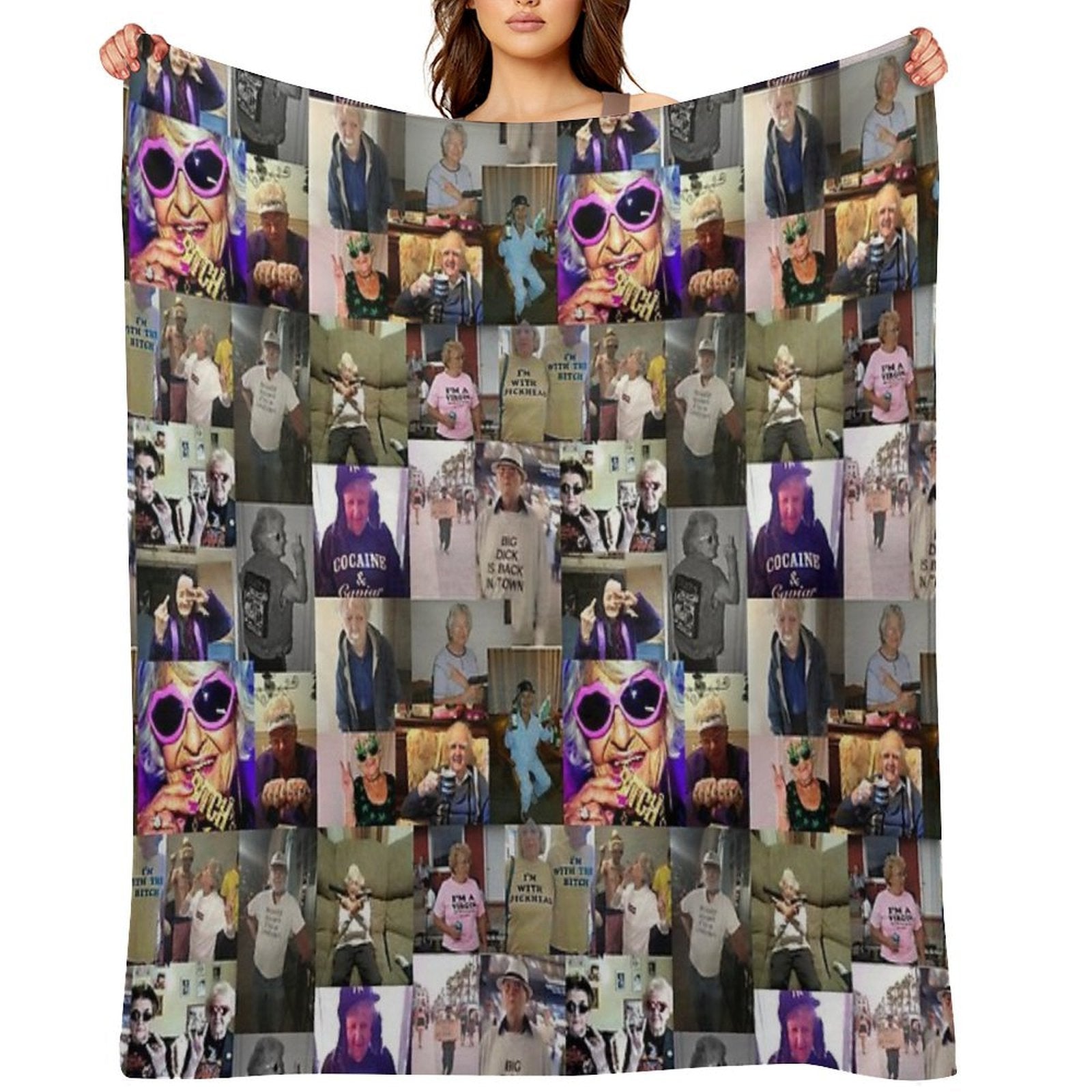 Funny Grandparents Aesthetic Collage Lightweight Throw Blanket