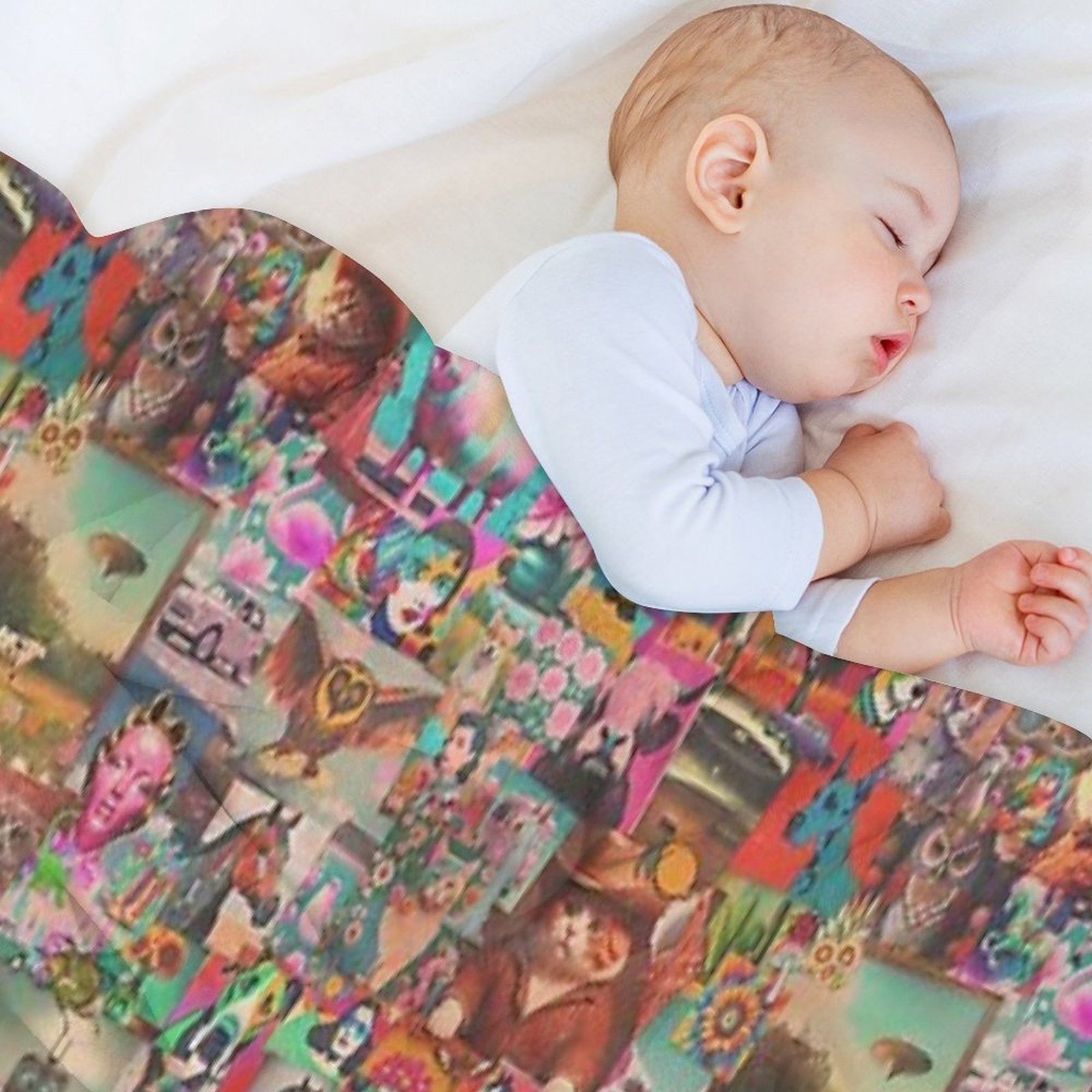 Retro Kitschy Stickerbomb Compact Throw Blanket