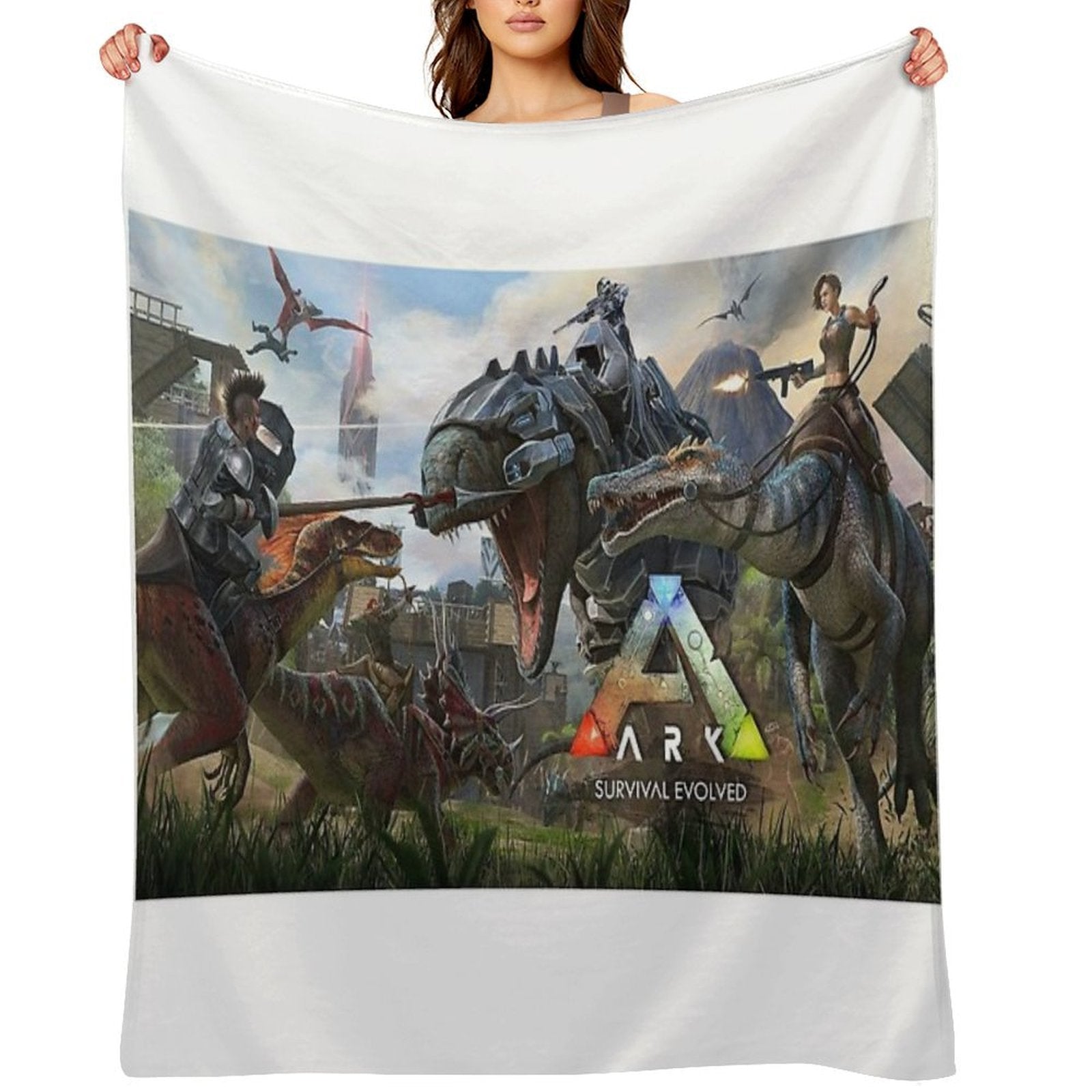 Dinosaurs War Ark Sustainable Throw Blanket