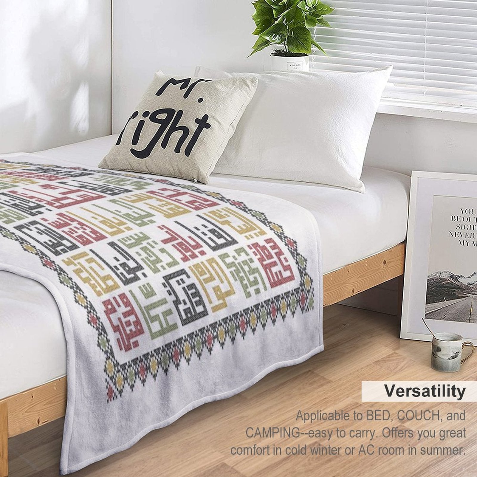 Palestine Cities Names Arabic Realistic Embroidery Art Traditional Palestinian Tatreez -dark Durable Throw Blanket