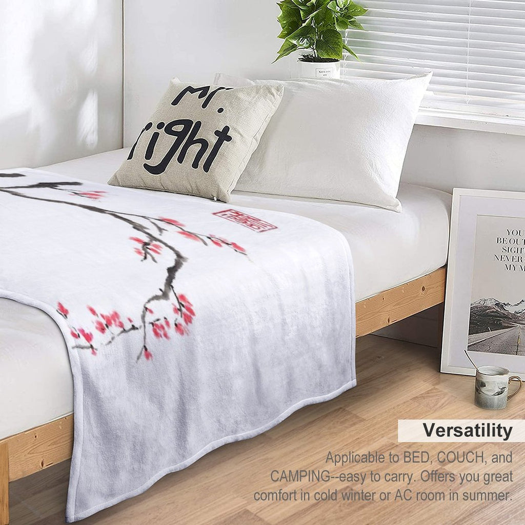 Blushing Maid Sumi-e Painting Durable Throw Blanket