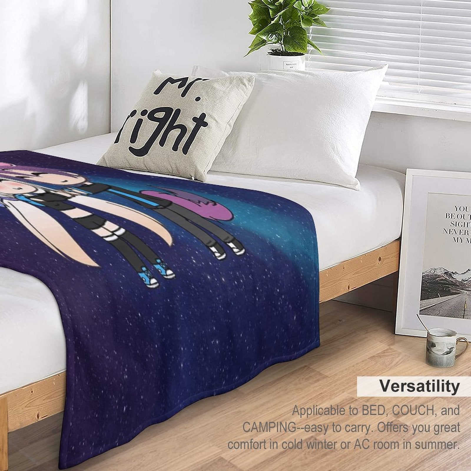 Cute Gacha Girl And Boy with Fox Tail Travel-friendly Throw Blanket