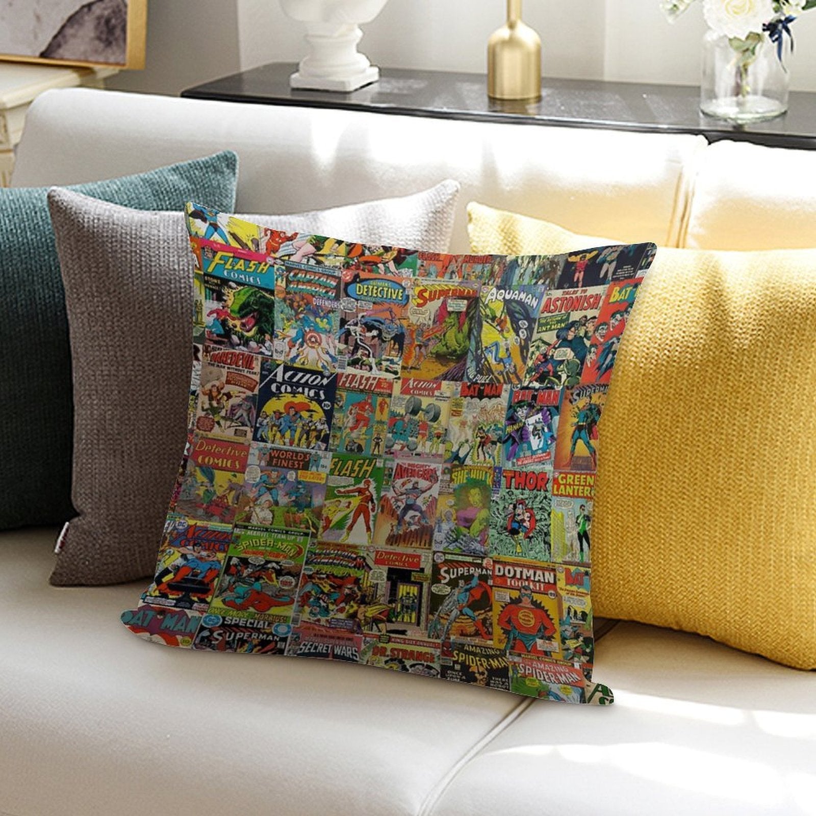Vintage Comic Book Pattern Soft Multiple Sizes Throw Pillow