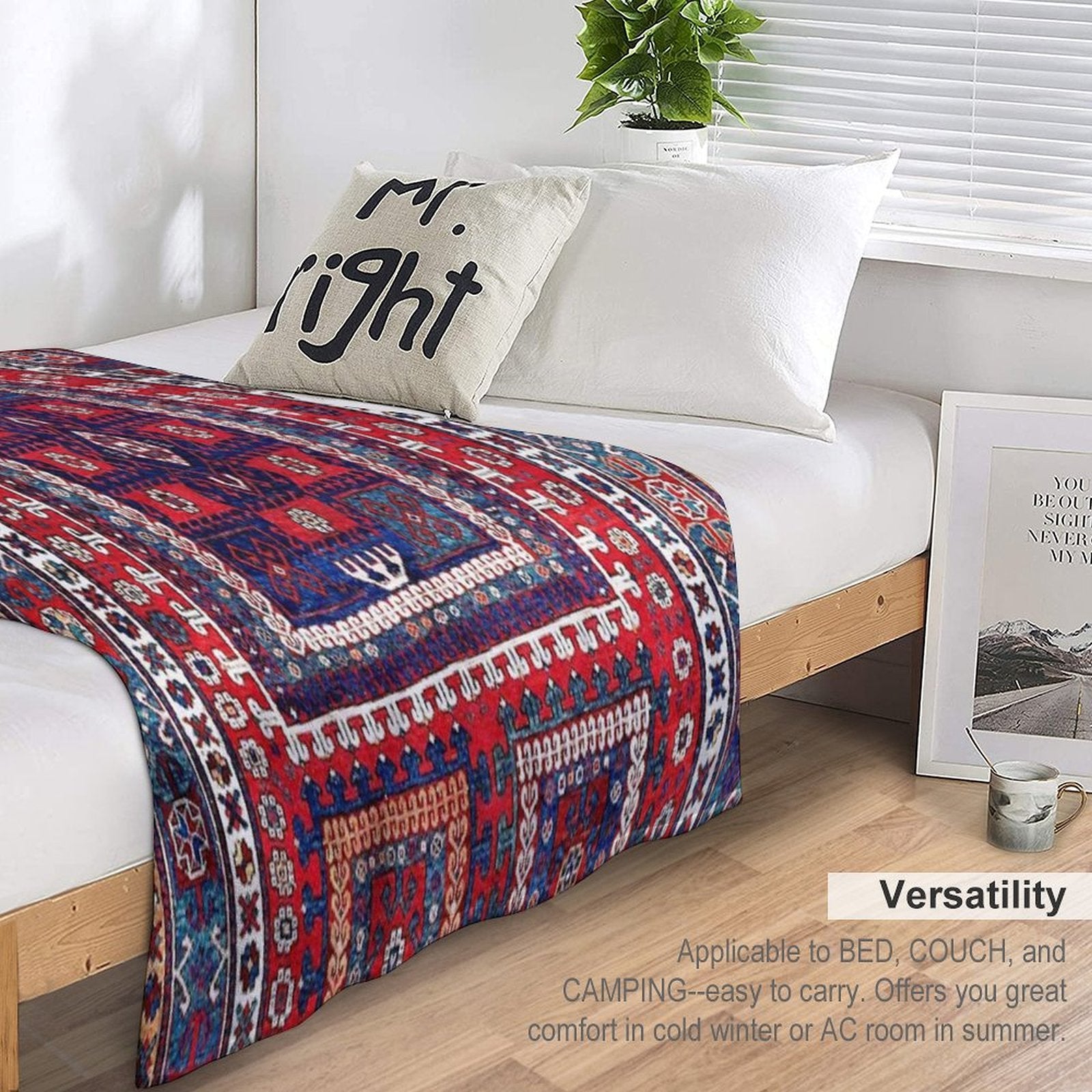 Karakecili Bergama Northwest Anatolian Rug Print Anti-pilling Throw Blanket