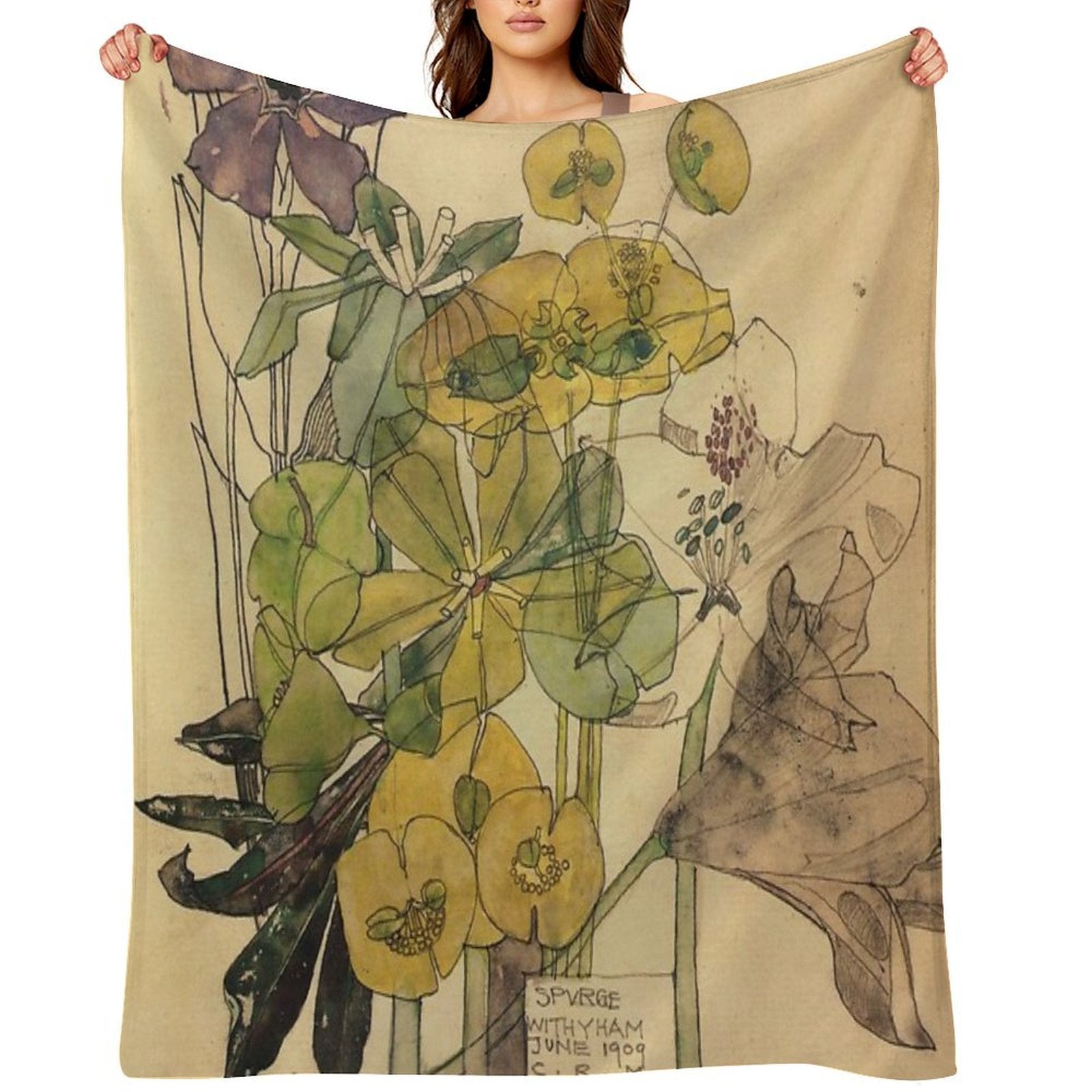 Spurge With Yham-Charles Rennie Mackintosh Versatility Throw Blanket