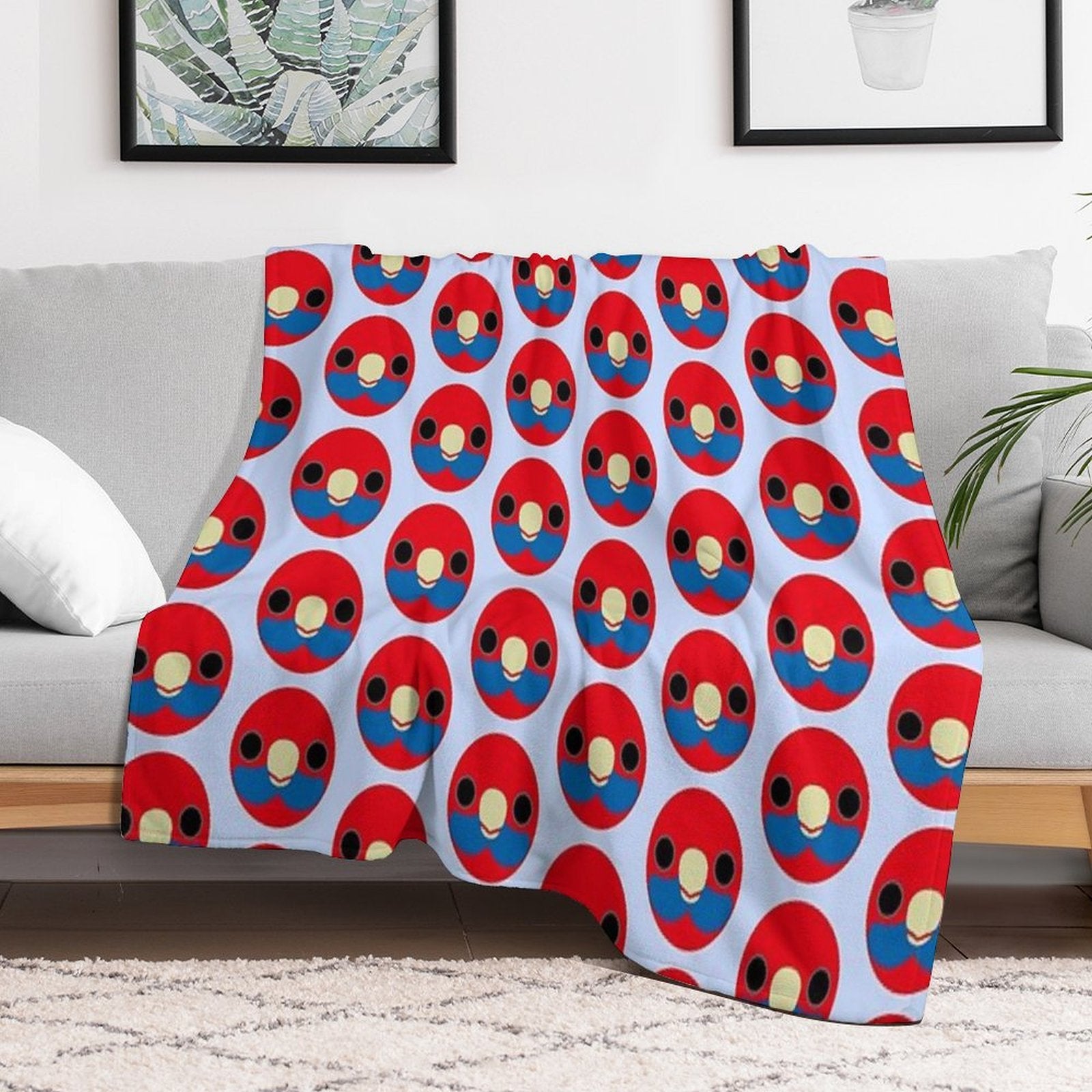 The Face of A Crimson Rosella Wrinkle-free Throw Blanket
