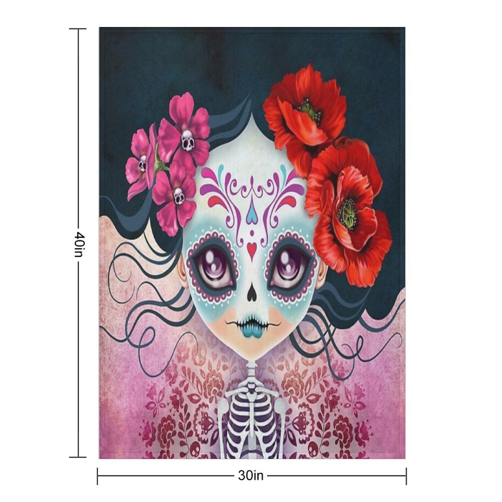 Amelia Calavera - Sugar Skull Premium Throw Blanket