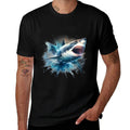 Cool Watercolor Great White Shark Open Jaw  High-quality Stitching T-Shirt