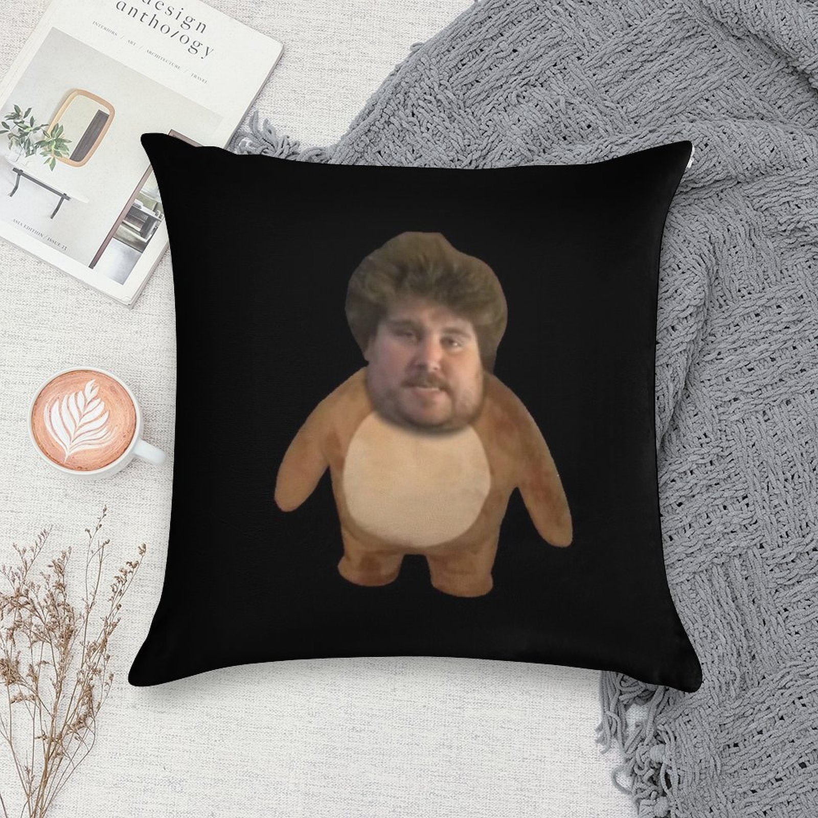 Teddy Reiner Soft Hidden Zipper Throw Pillow