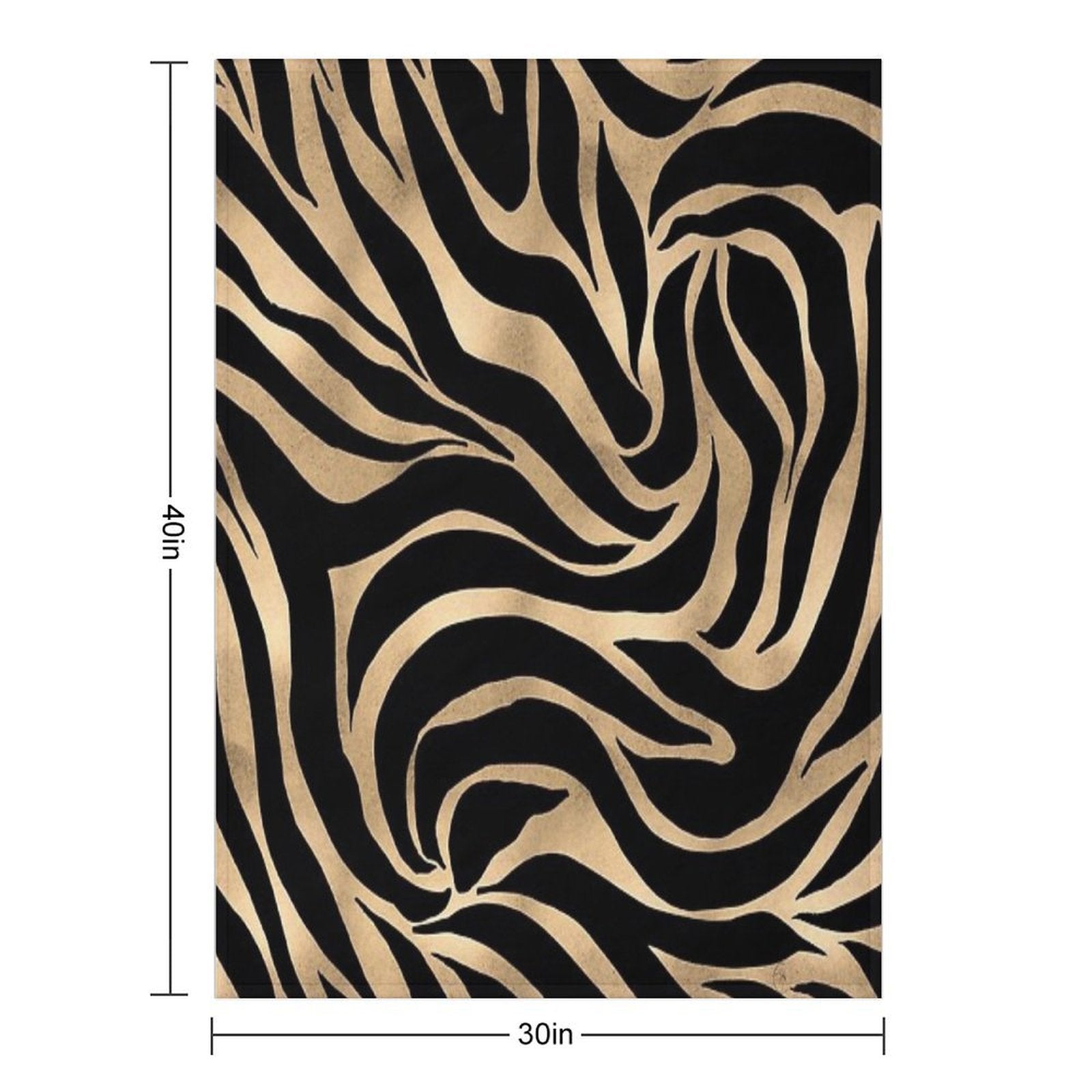 Elegant Metallic Gold Zebra Black Animal Print Lightweight Throw Blanket