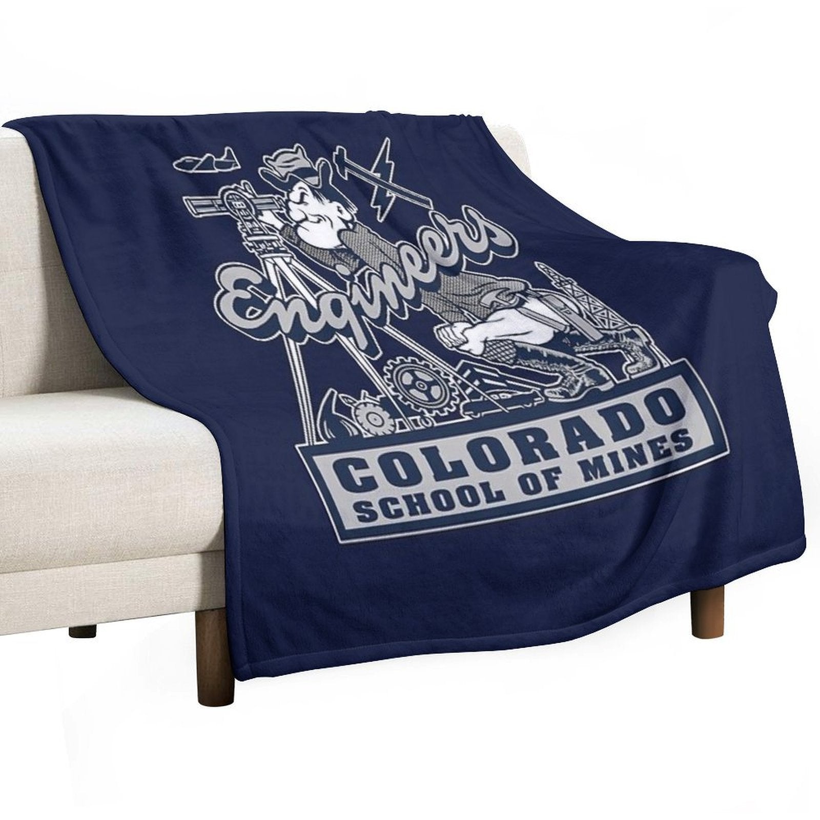 Vintage Colorado School of Mines Engineering Electrical Mechanical Chemical T-Shirt Durable Throw Blanket