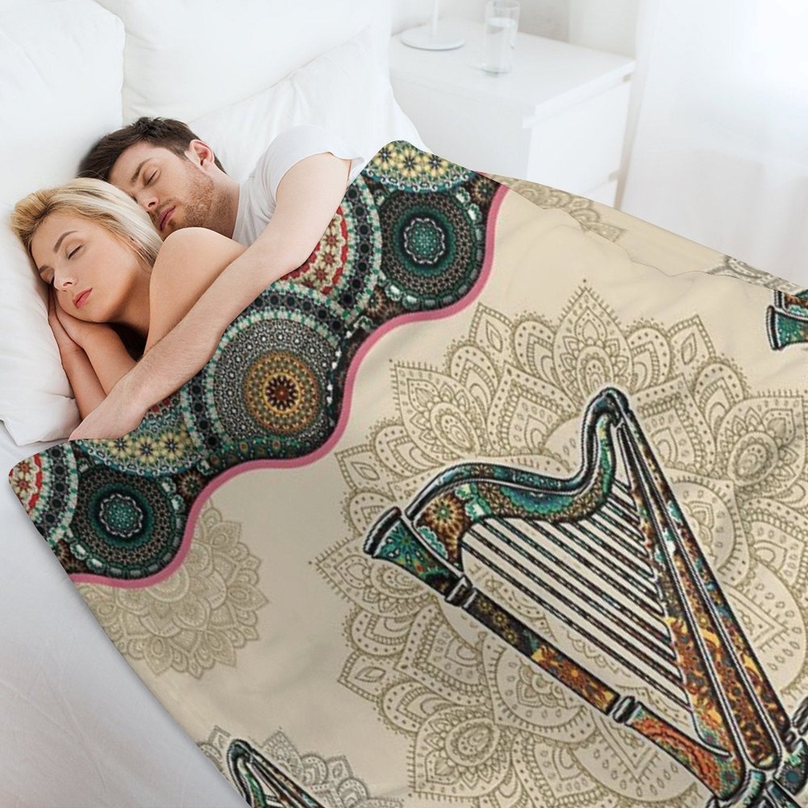 Harp Vintage Mandala Easy Care Throw Blanket