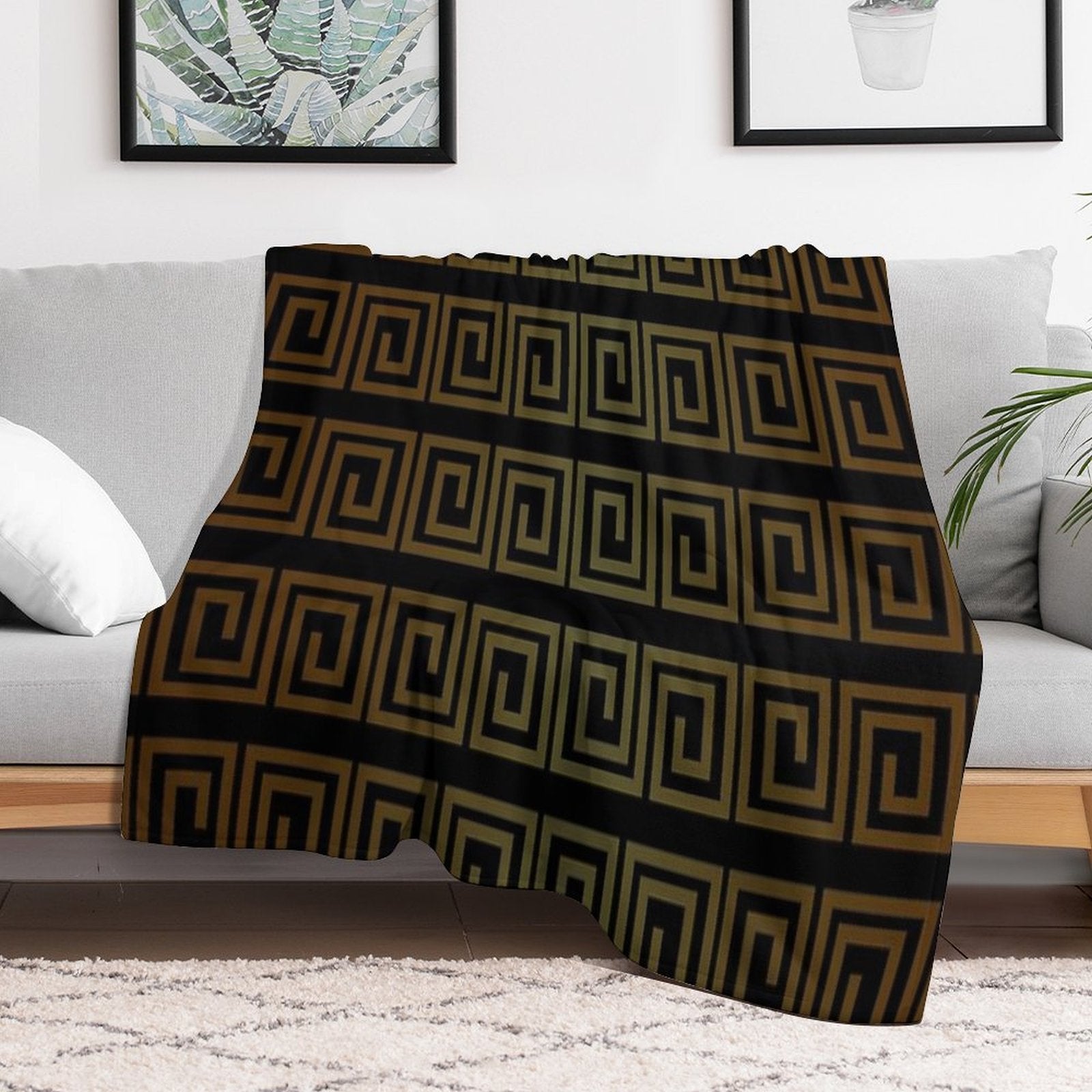 Japanese Geometric Pattern Velvety-soft Throw Blanket