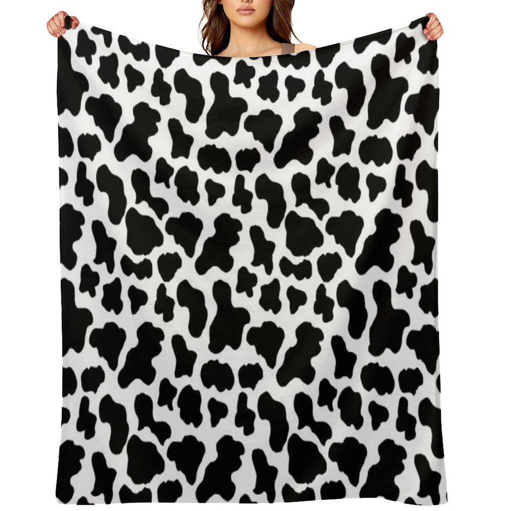 Cow Print Machine-washable Throw Blanket