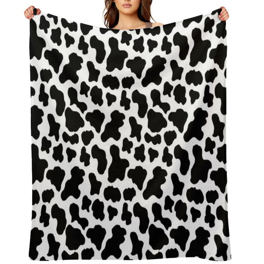 Cow Print Machine-washable Throw Blanket