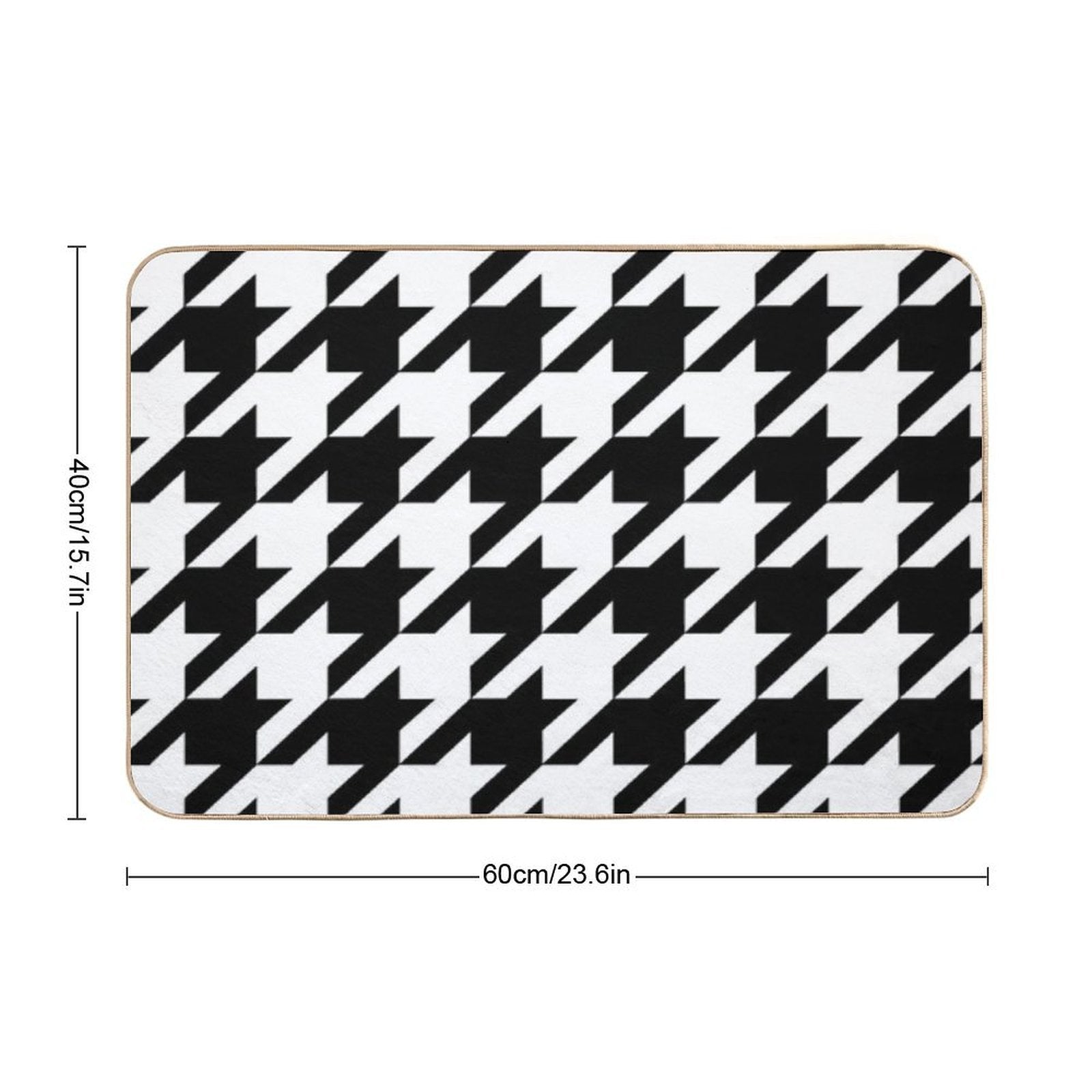 Preppy 1980s Geometric Pattern Trendy Black And White Houndstooth  Multi-Purpose Bath Mat