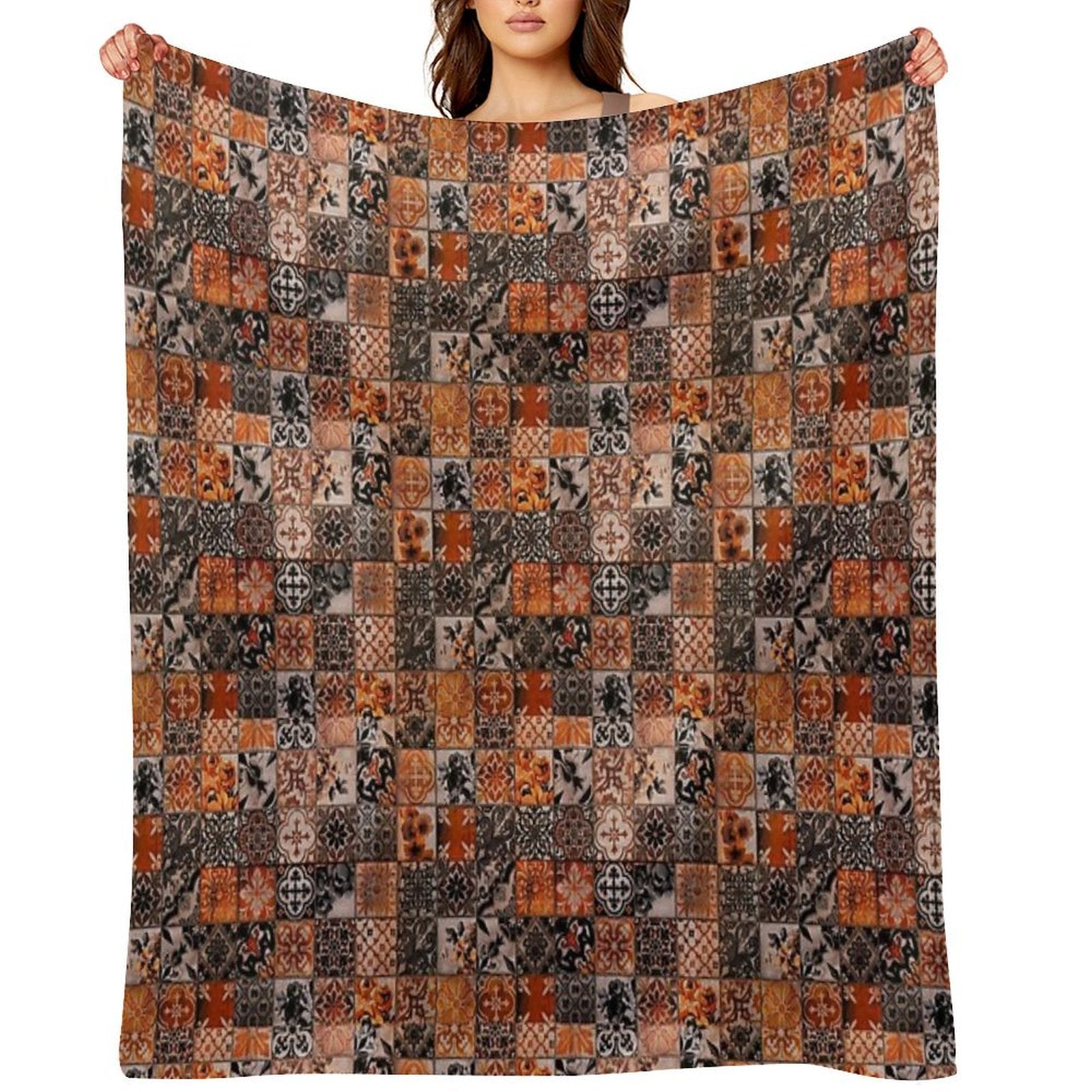 Orange Ornate Durable Throw Blanket