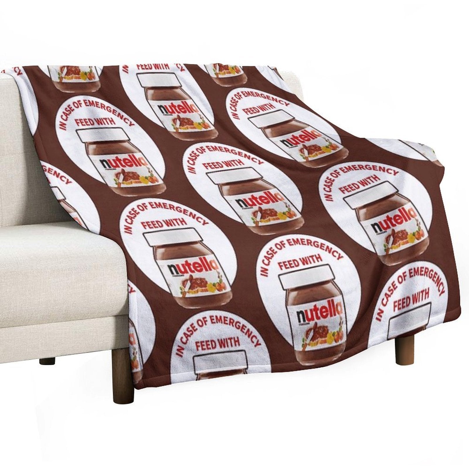 In Case Of Emergency Feed With Nutella Wrinkle-free Throw Blanket