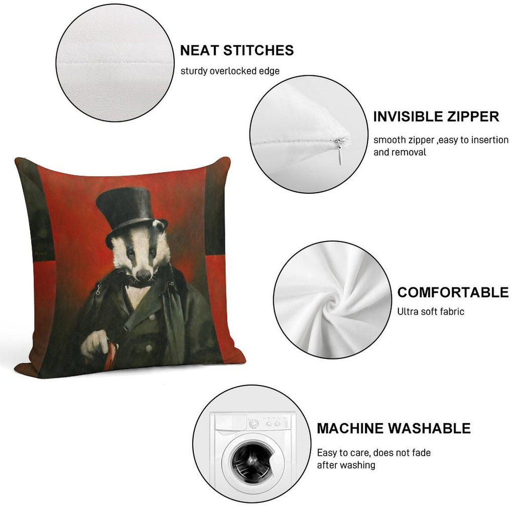 Victorian Mr Badger Soft High-Density Material Throw Pillow