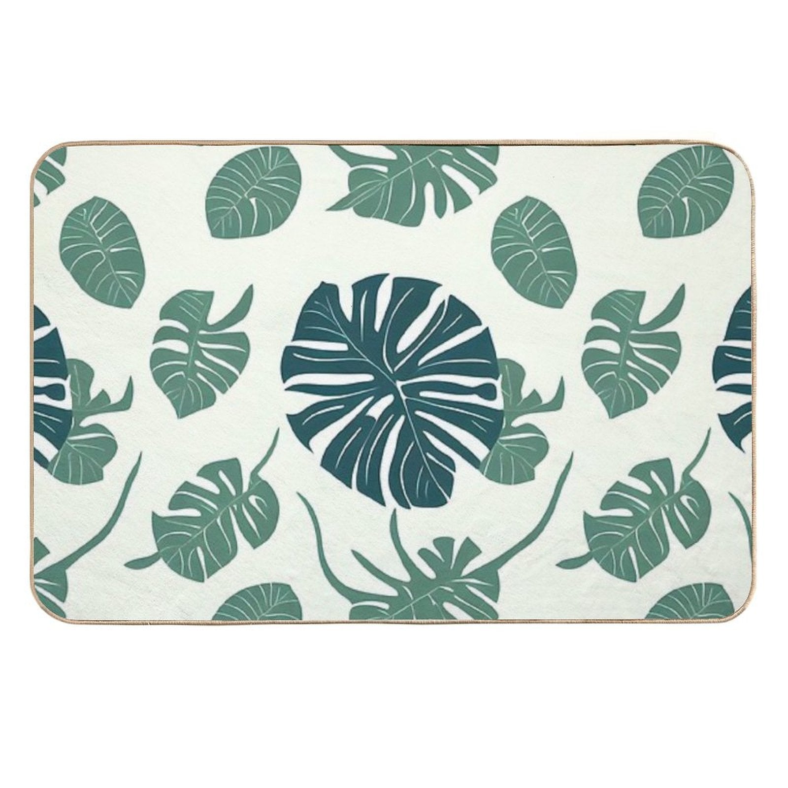 Abstract Monstera Leaf Pattern  Eco-Friendly Bath Mat