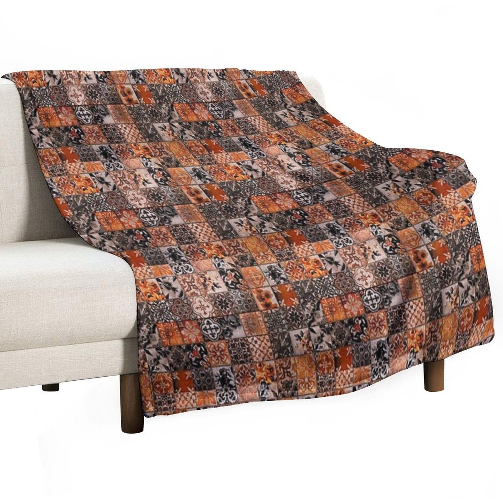 Orange Ornate Durable Throw Blanket