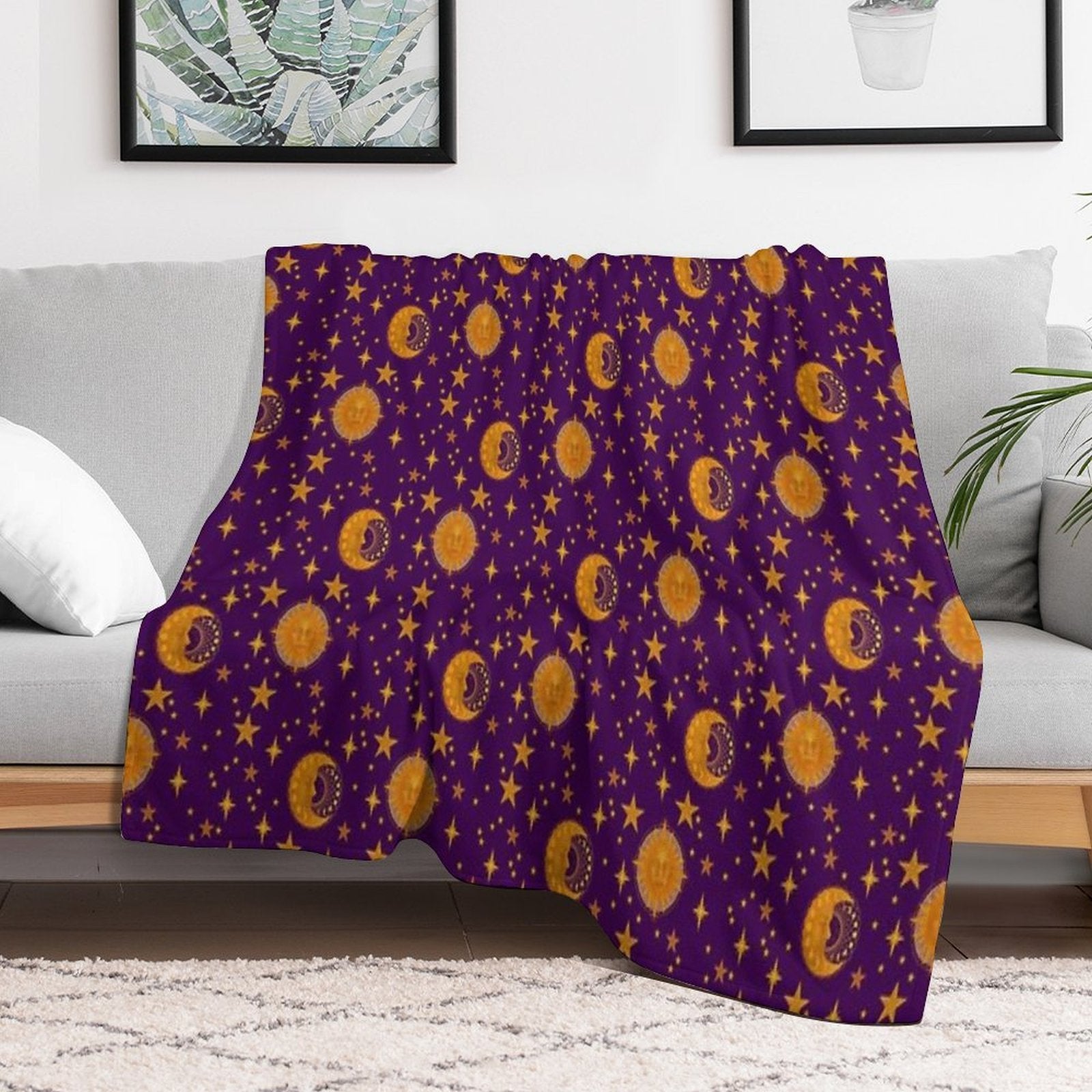 Bohemian 90's Sun And Moon Celestial Pattern All-season Throw Blanket