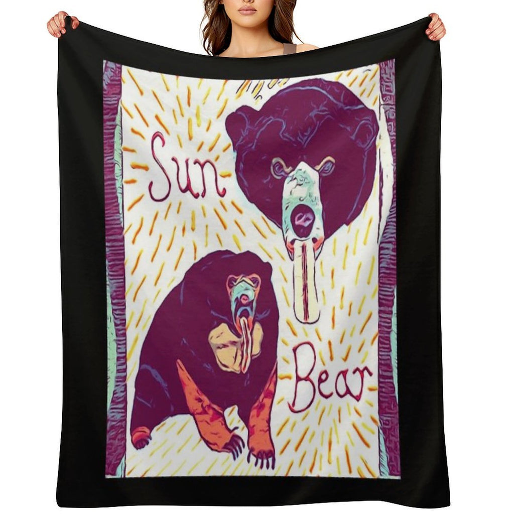 Black And Tan Sun Bear Felt Work Versatility Throw Blanket