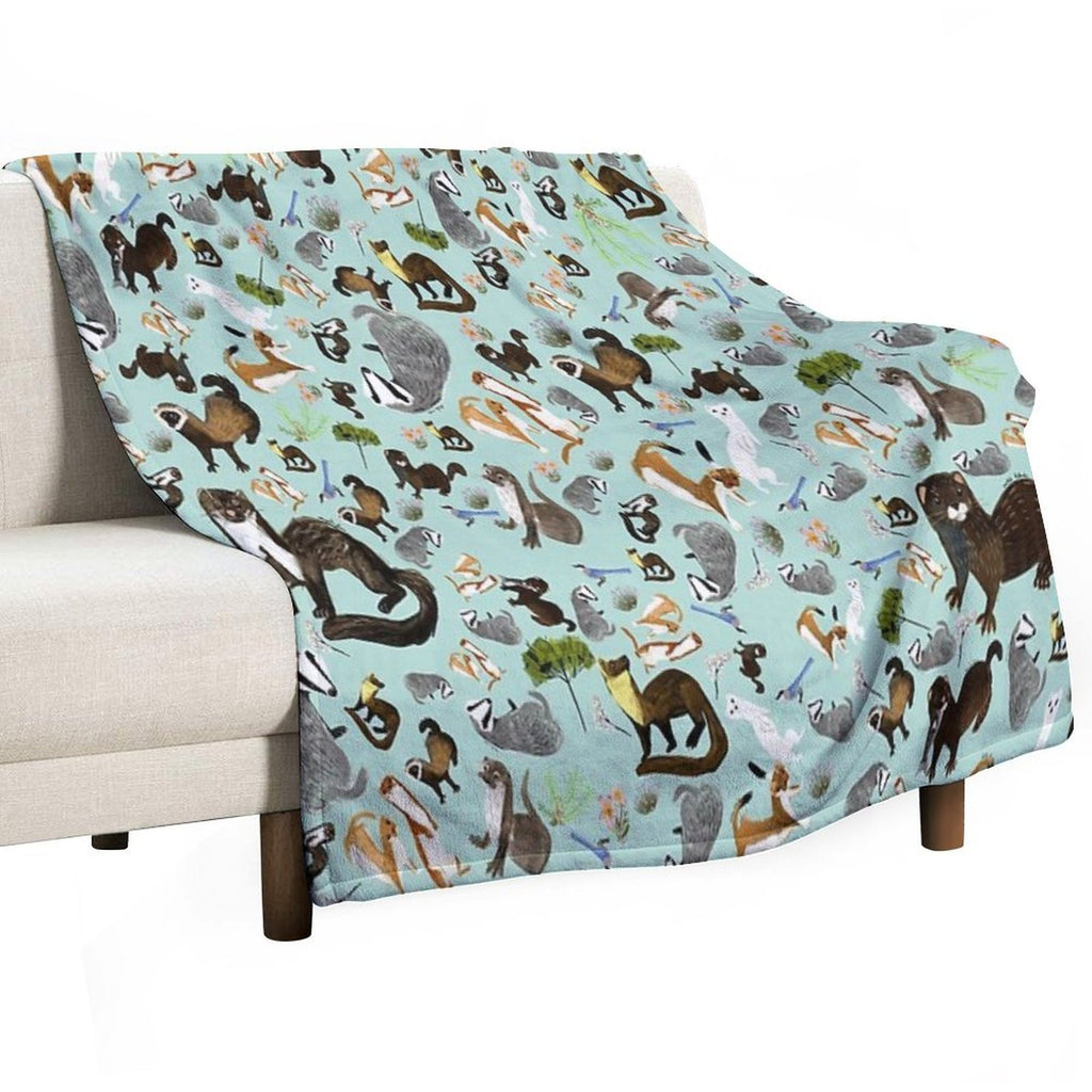 Mustelids from Spain Pattern Plush Throw Blanket
