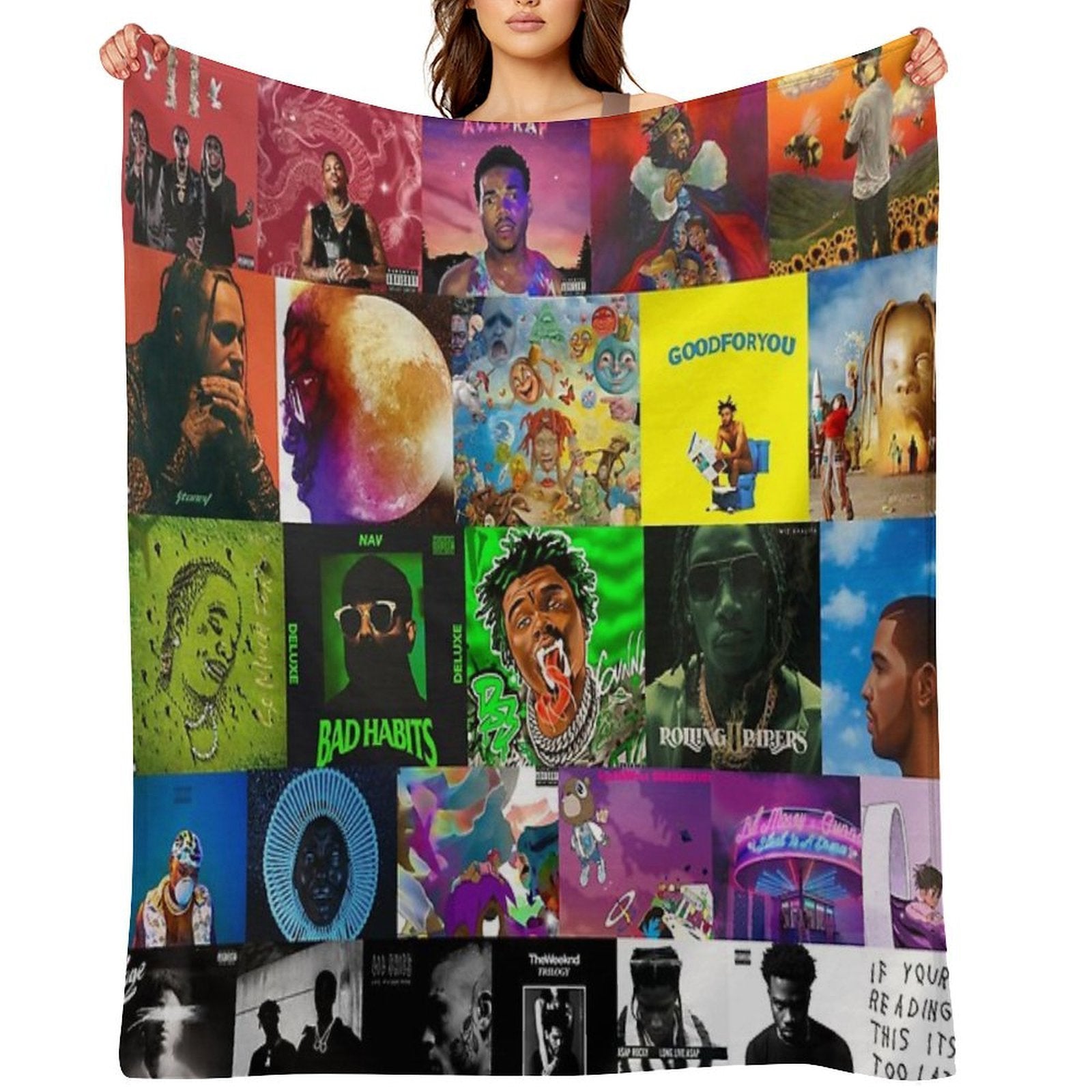 Album Cover Collage, Country Music Collage Tapestry Sustainable Throw Blanket