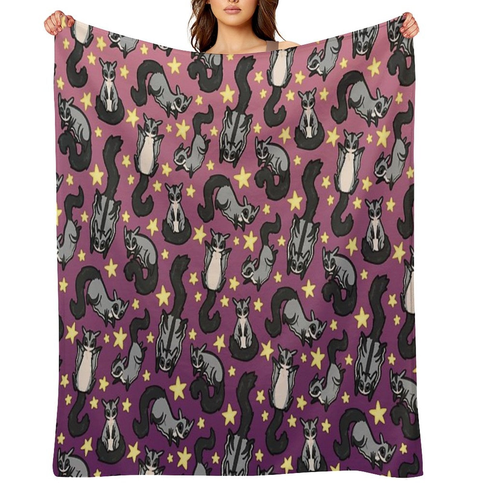 Sugar Glider Pattern Eco-conscious Throw Blanket