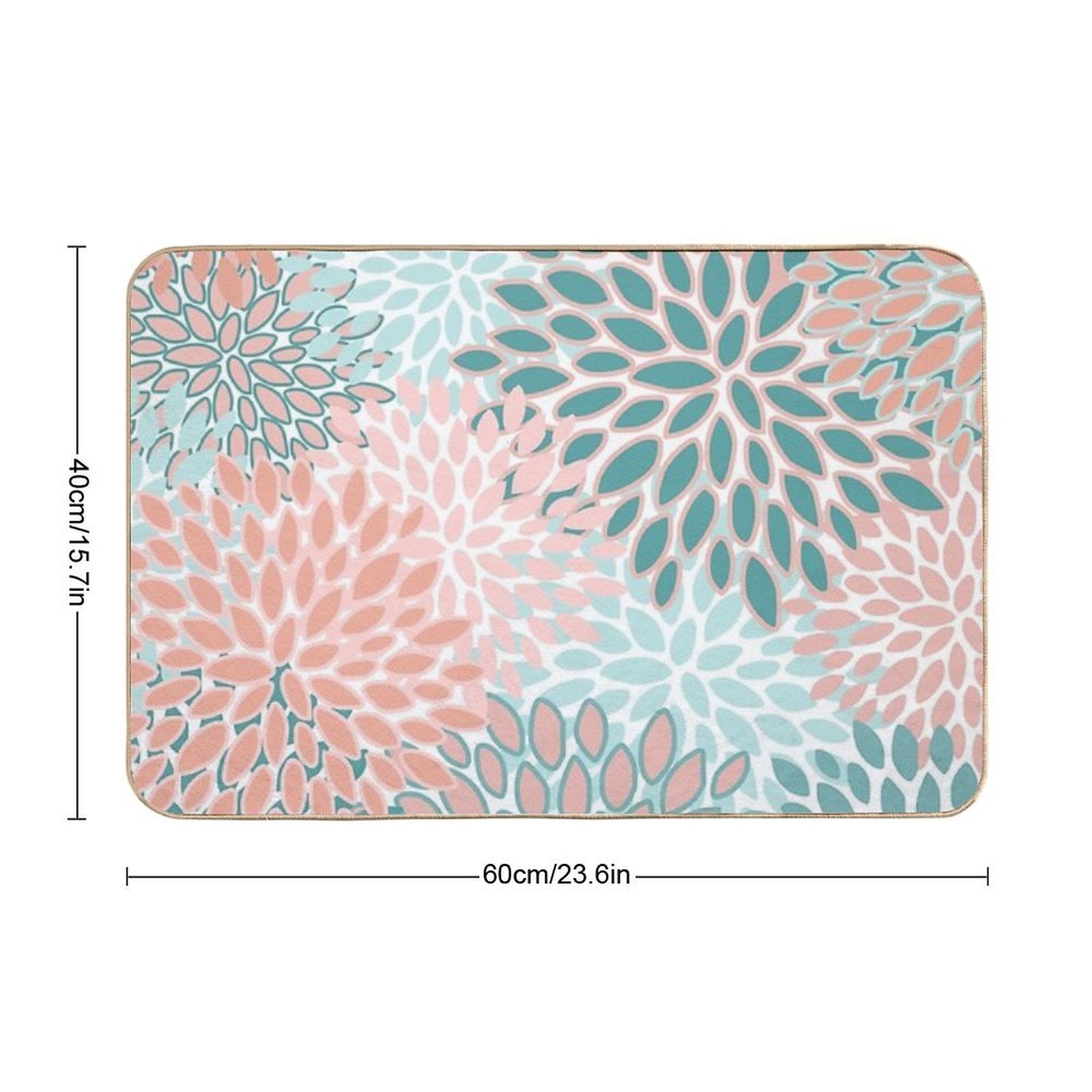 Floral Prints, Coral And Teal, Abstract Art  Odorless Bath Mat