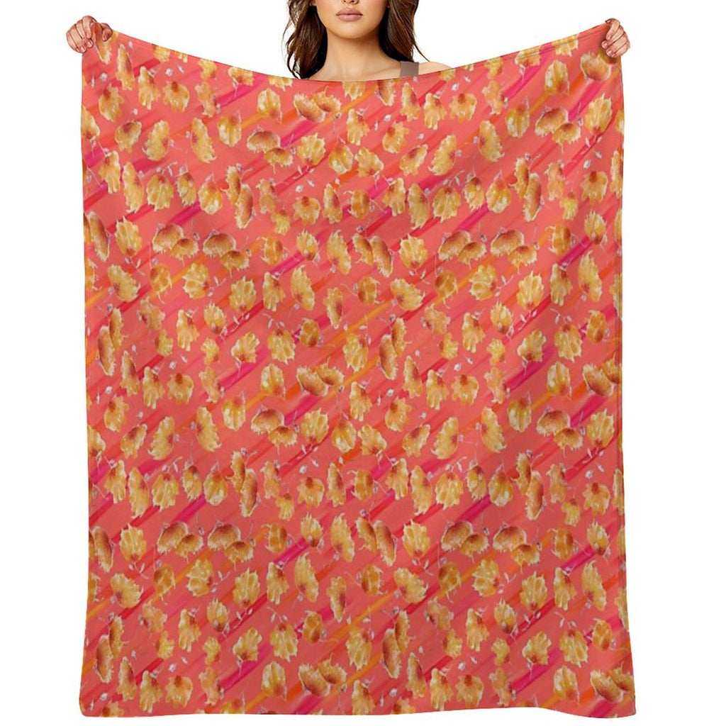 Watercolor Painted Flowers with Diagonal Accents Durable Throw Blanket
