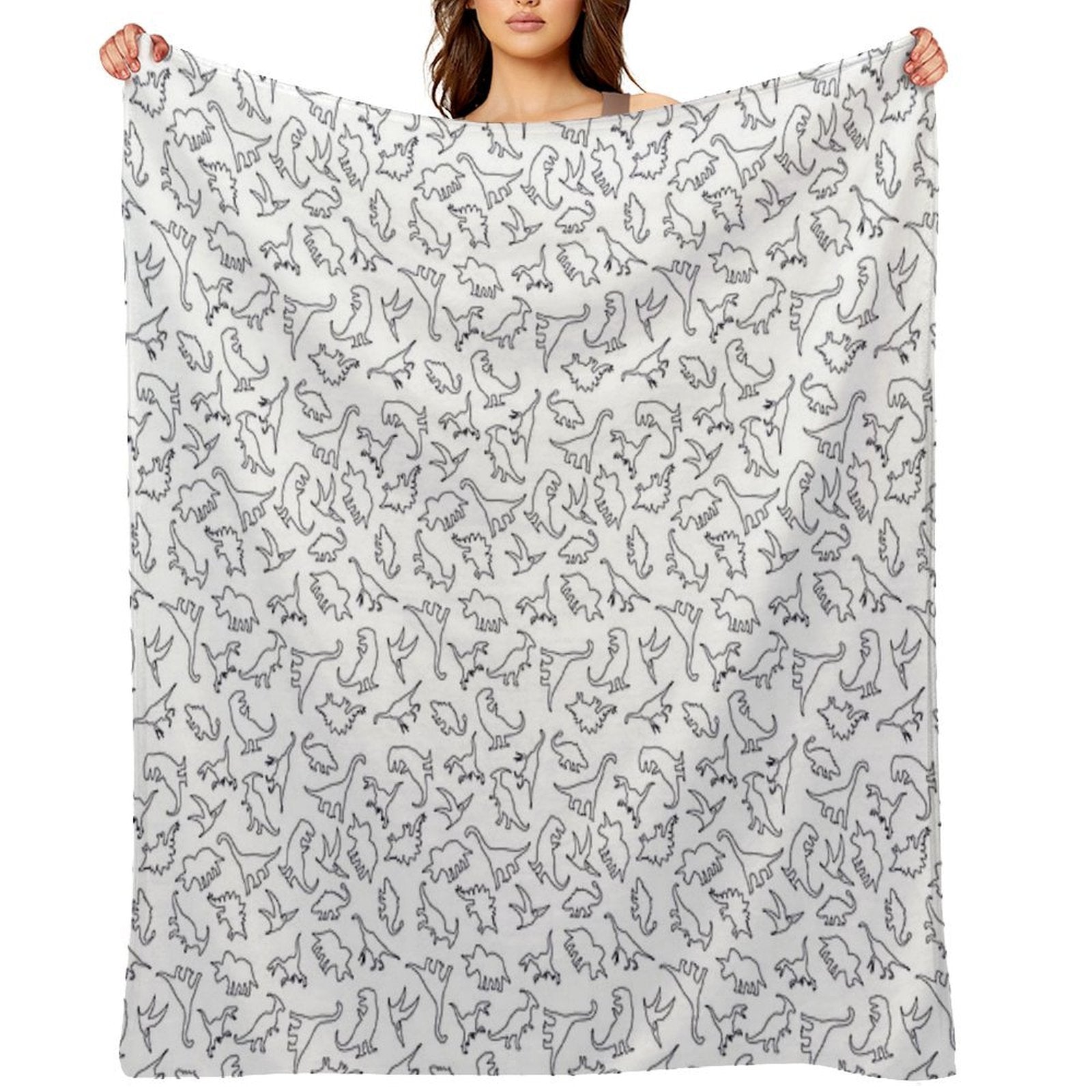 Dinosaur Pattern Outline (Dark Outline) Comfort Throw Blanket