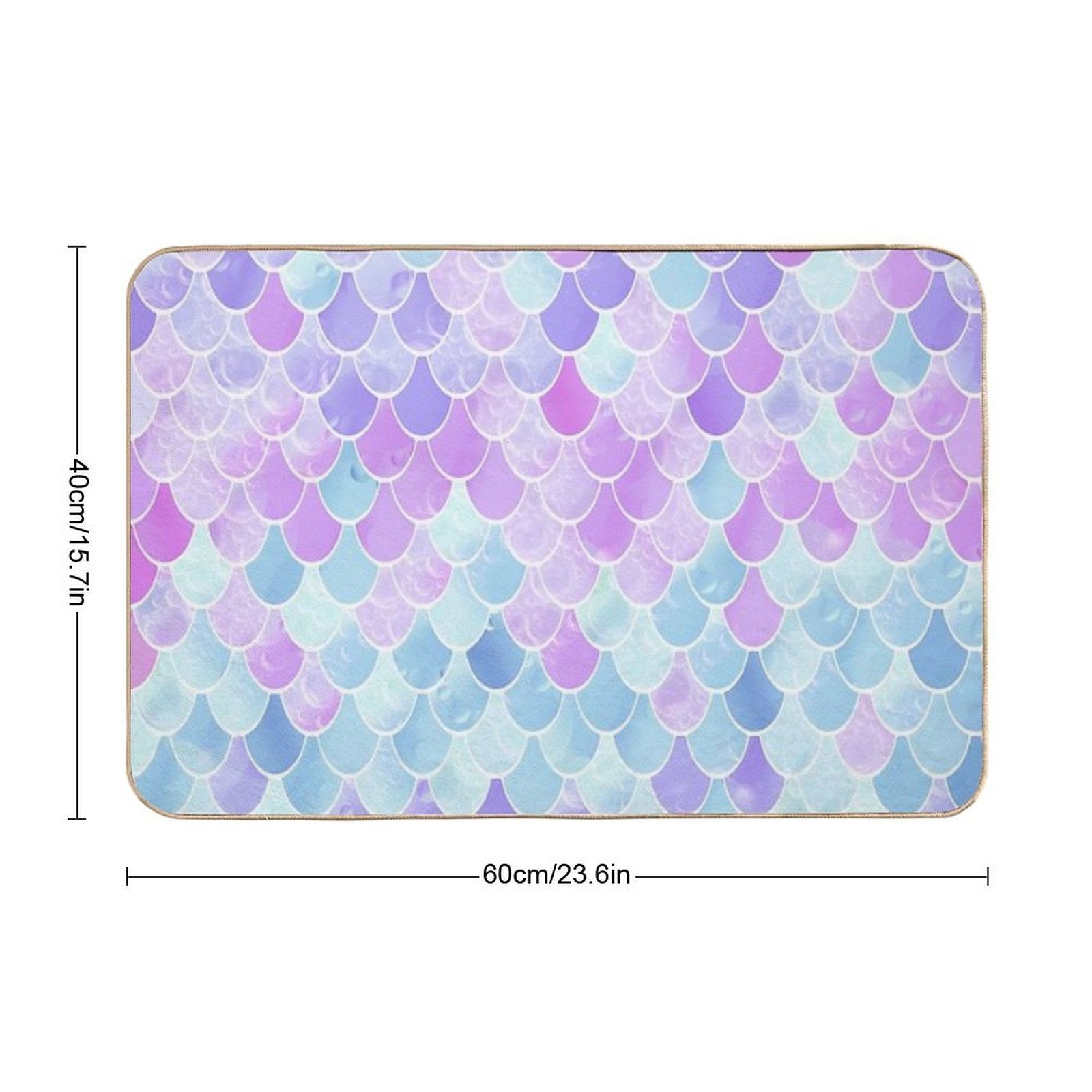 Cute Girls Mermaid Scales Pattern, Pink, Purple, Teal  Eco-Friendly Bath Mat