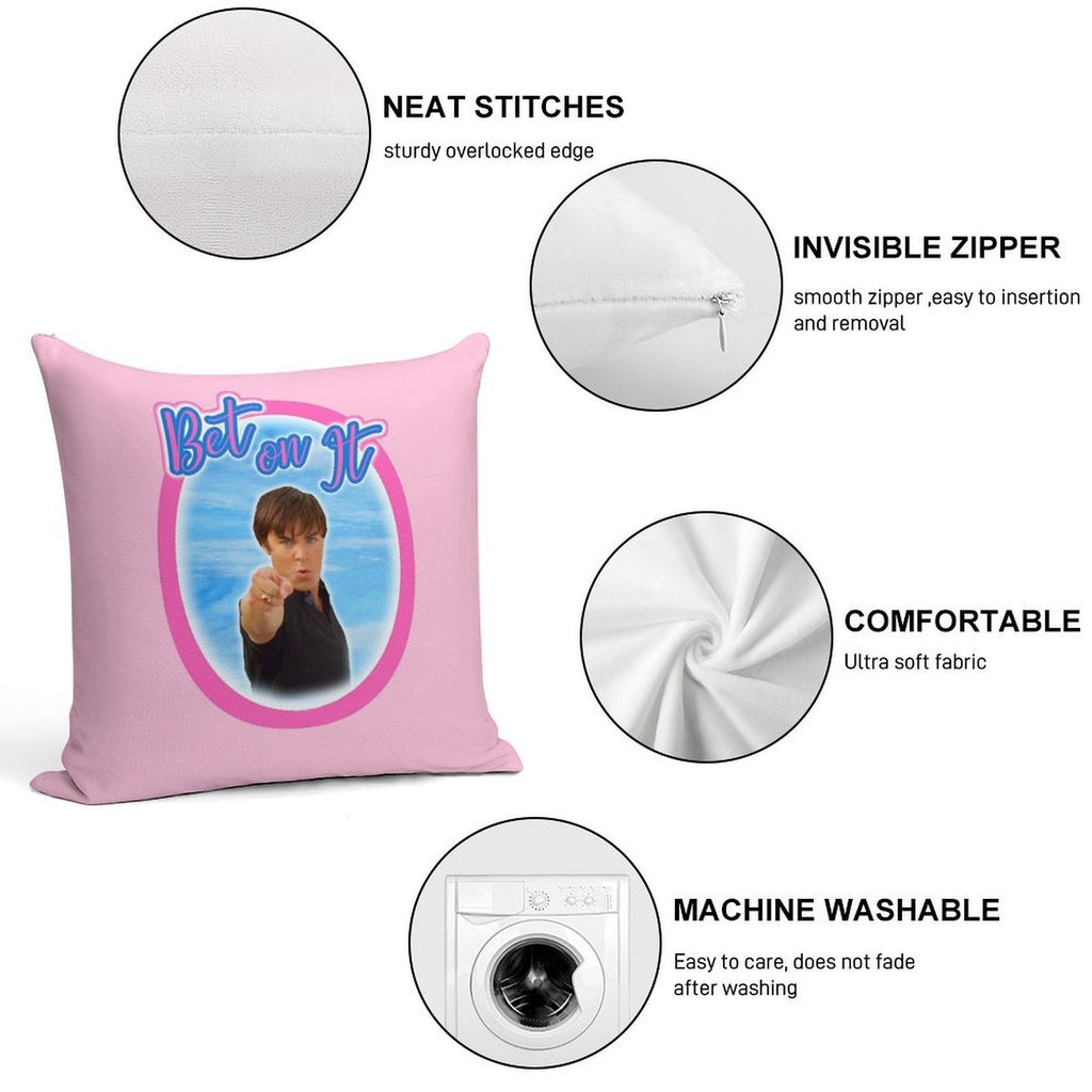 Troy Bolton Says Bet On It High School Musical Zac Efron Fan Art Soft Easy Maintenance Throw Pillow