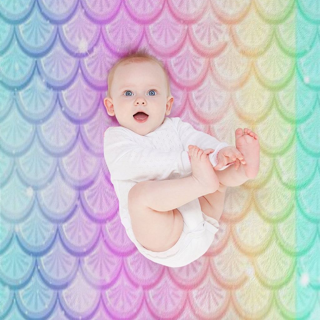 Rainbow Mermaid Scale Costume Sustainable Throw Blanket