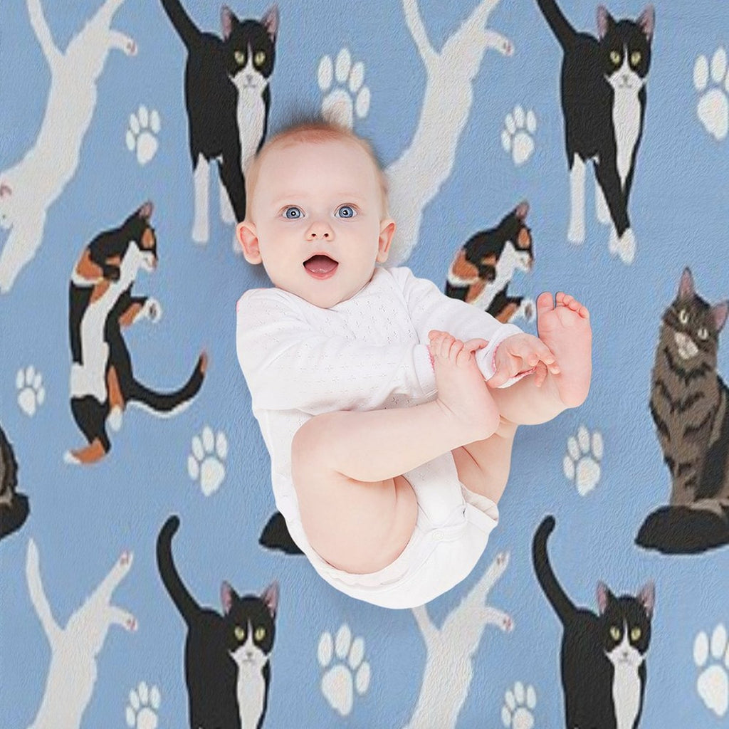 Cat Pattern Easy Care Throw Blanket