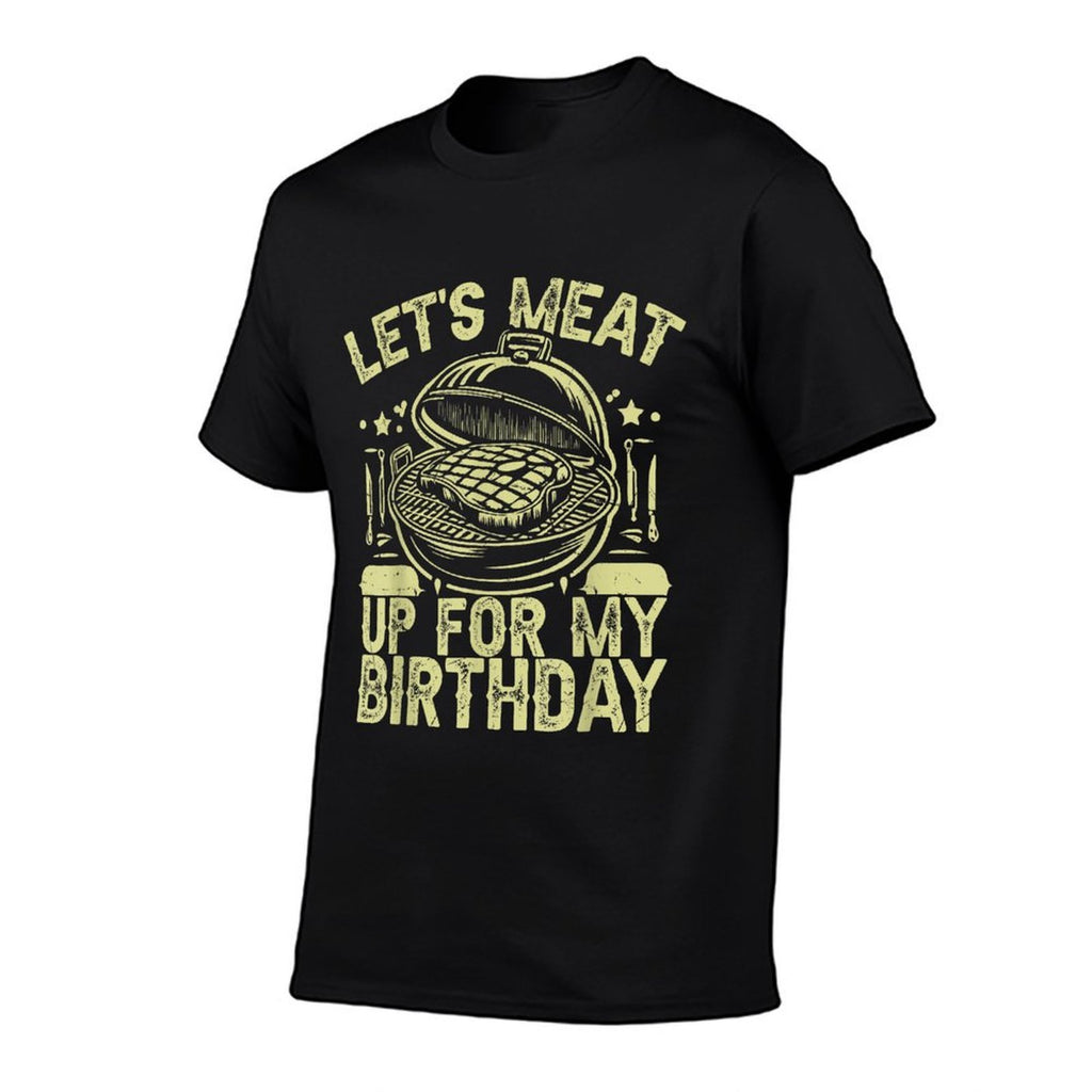 Let’s Meat Up for My Birthday BBQ Party  Rolled Sleeves T-Shirt