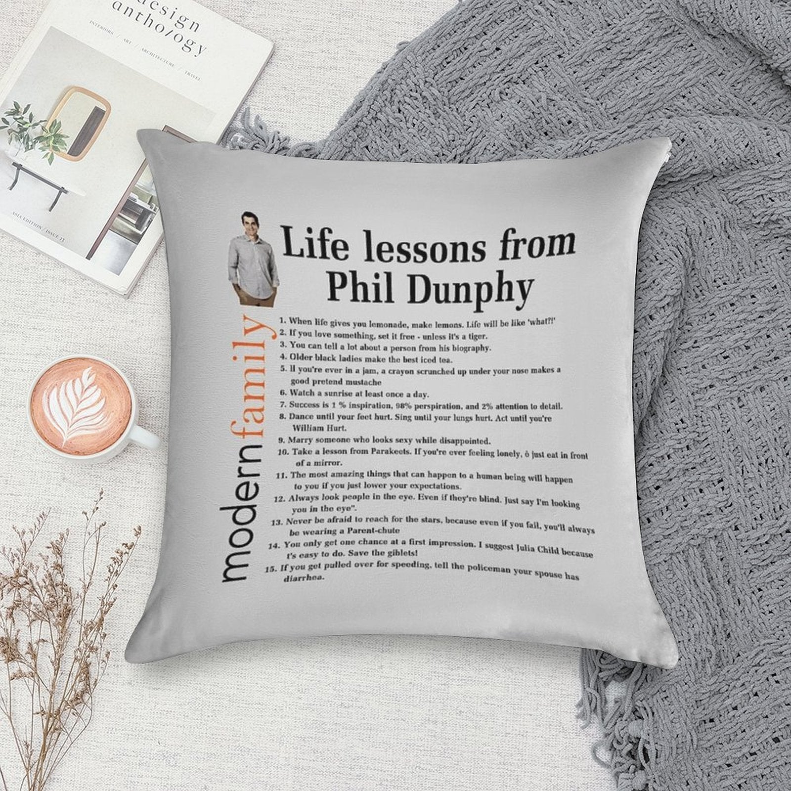 Life Lessons From Phil Dunphy Modern Family Films Sitcom Movie Cameron Tucker Alex Dunphy Gift Graph Soft Bedroom Essential Throw Pillow