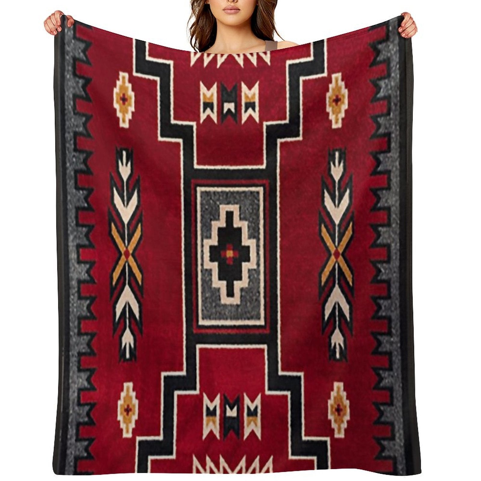 Navajo Blanket,southwestern Art,native American Art,indian Art,arizona,dessert,geometric Pattern,bow And Arrows,cowboys And Indi Premium Throw Blanket