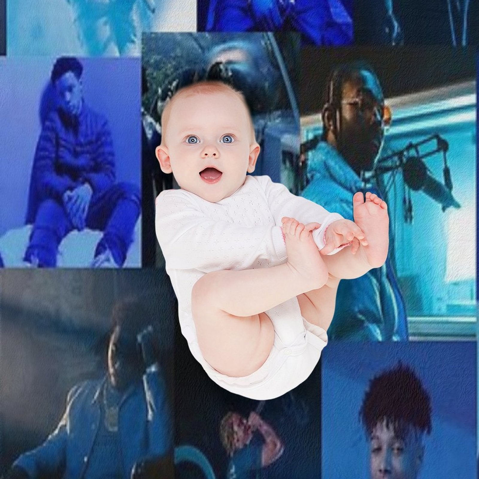 Blue Rap Collage Machine-washable Throw Blanket