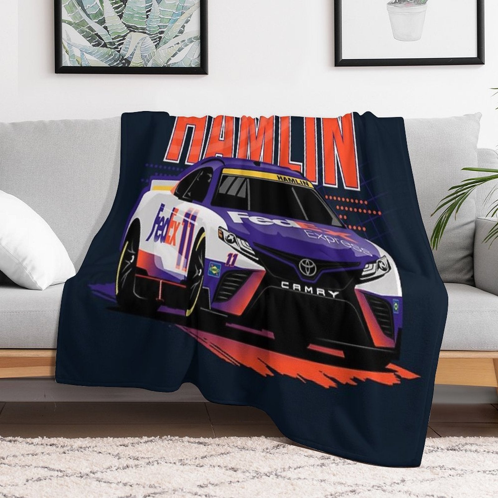 Denny Hamlin 2022 Nascar Playoffs Travel-friendly Throw Blanket