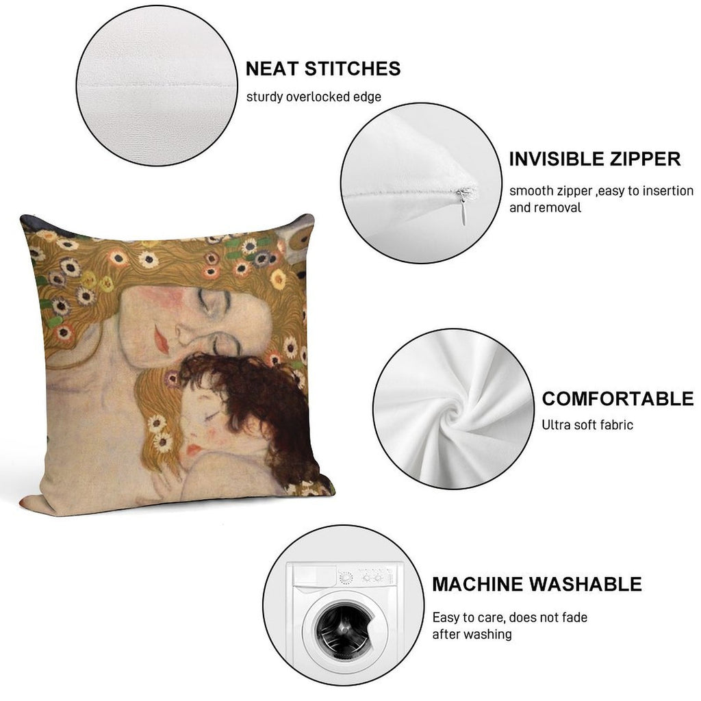 Gustav Klimt, The Three Ages of Woman, 1905 Soft Multiple Sizes Throw Pillow